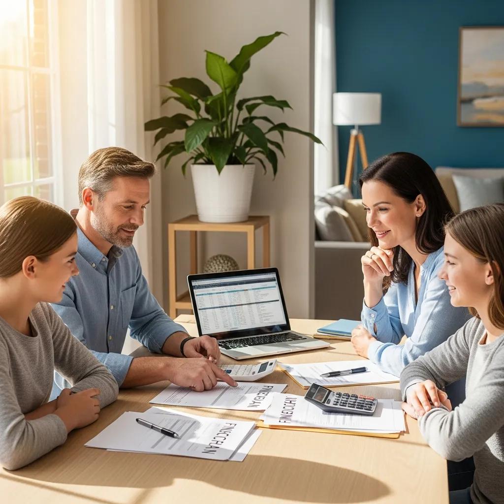 Family discussing financial plans for tax debt relief under Chapter 13 bankruptcy