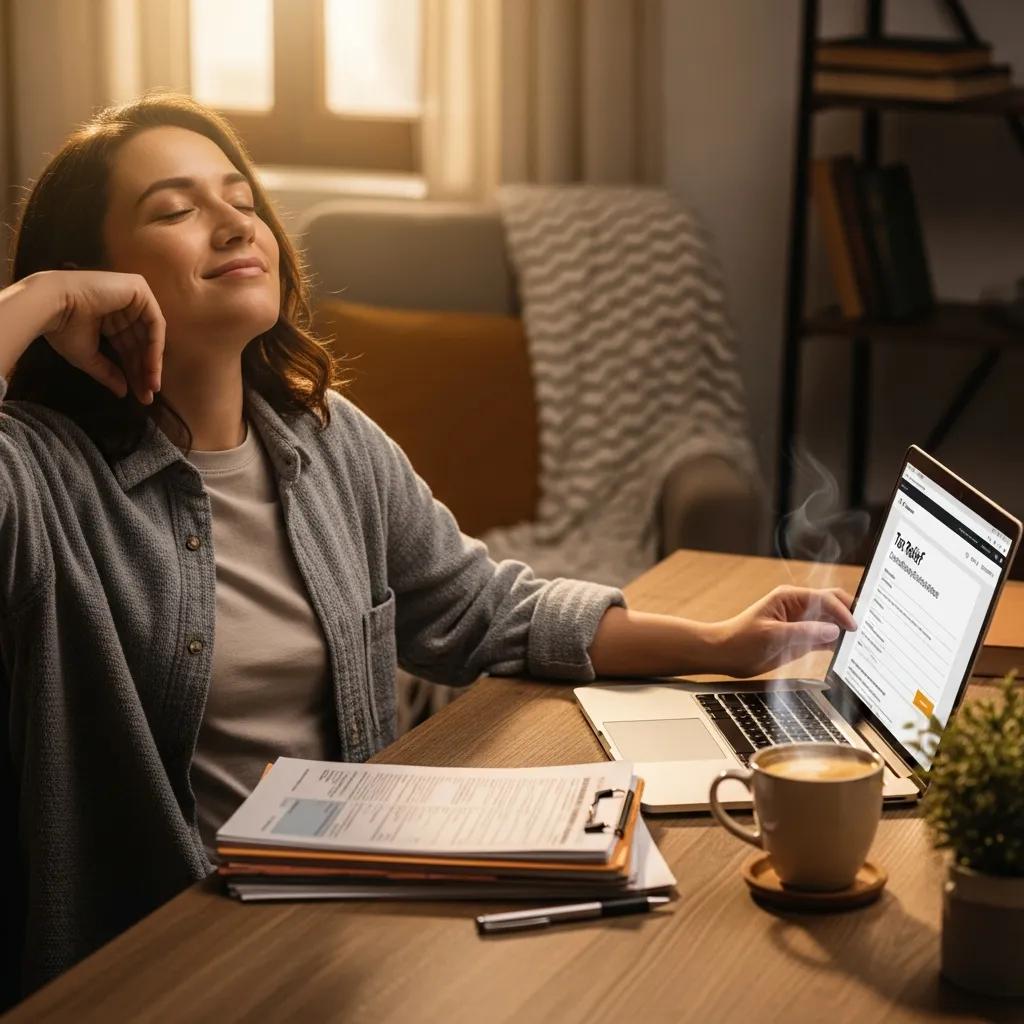 person at a desk with tax documents and a laptop symbolizing hope in tax debt relief 41c4d90f 44b6 473b 878a 02aa8d35bab0 How to Apply for an IRS Offer in Compromise