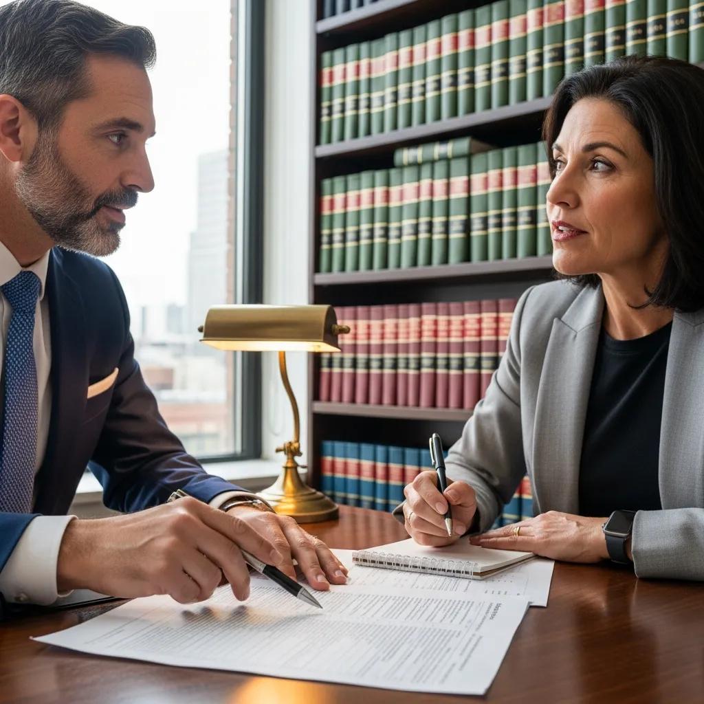 Tax attorney consulting with a client about Offer in Compromise eligibility in a professional office